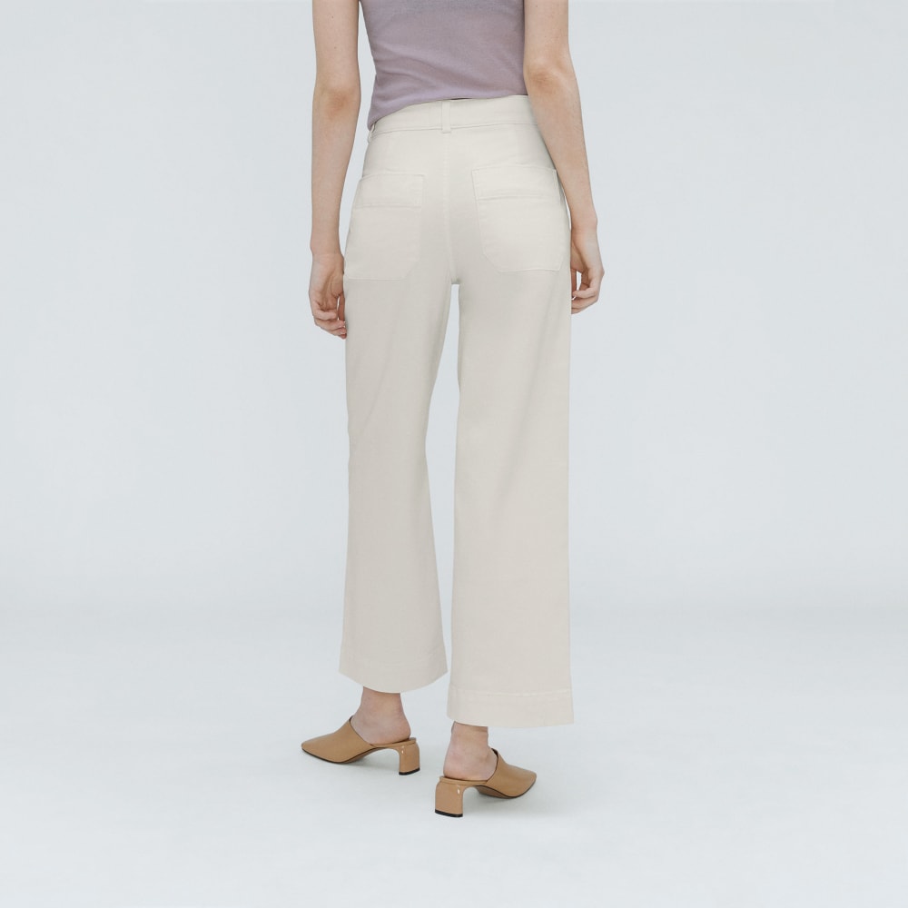 The Organic Wide-Leg Pant in Bone — detail view