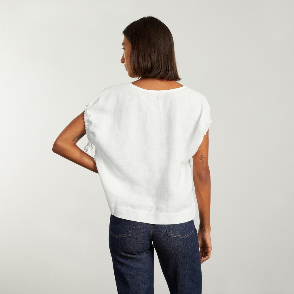 The Drawstring Tunic in White — detail view