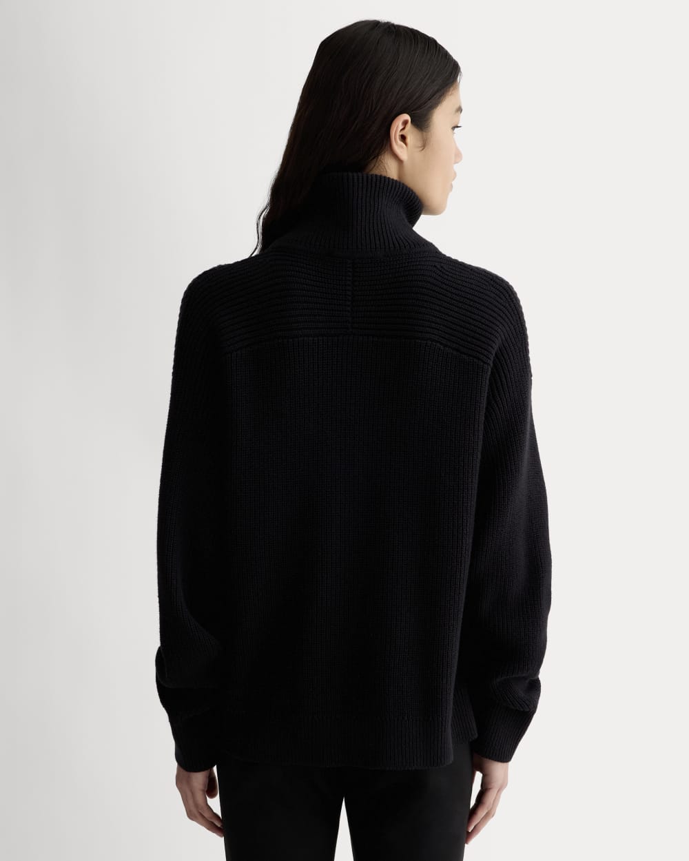 The Half-Zip in Everyday Cotton in Black — detail view