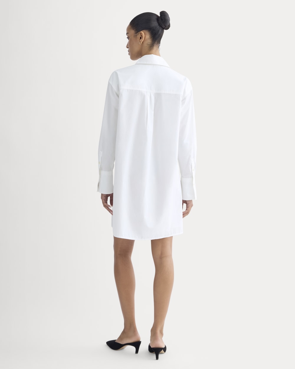 The Mini Shirtdress in Ultrasoft Cotton in White — detail view