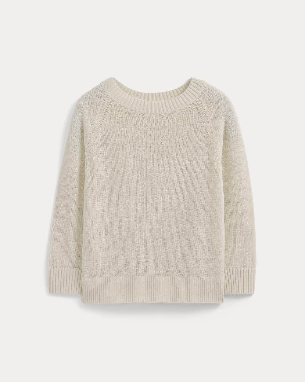 Wide-Neck Crew Sweater in Tape Yarn in Bone — alternate view
