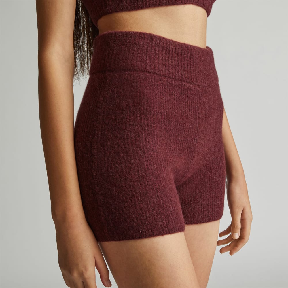 The Cozy-Stretch Short in Brandy — detail view