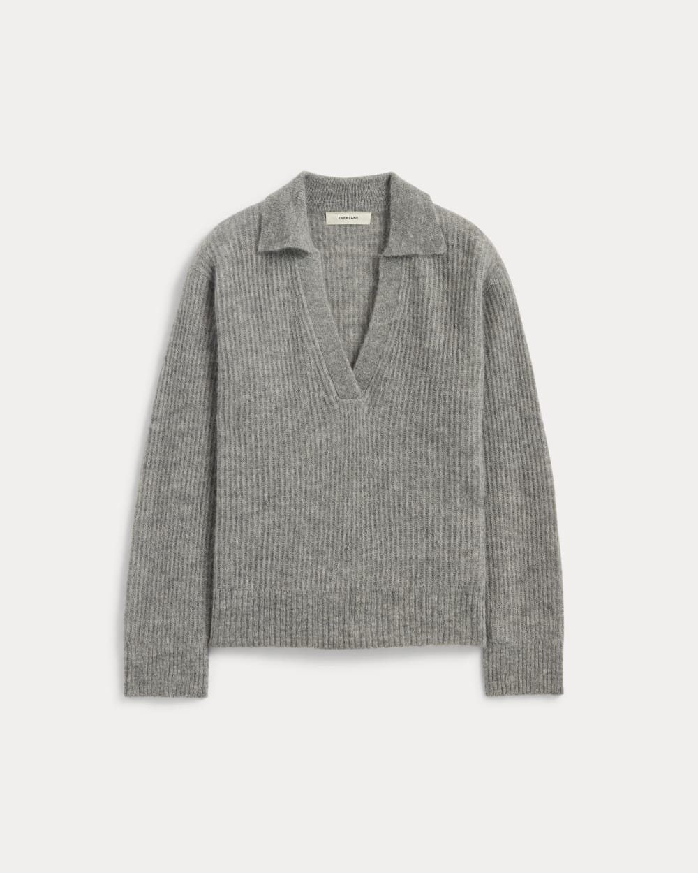 The Oversized Polo in Alpaca in Heather Stone Grey — alternate view
