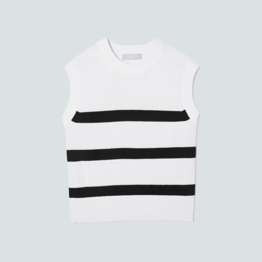 The Cotton Summer Sweater Tank in Canvas / Black — front view