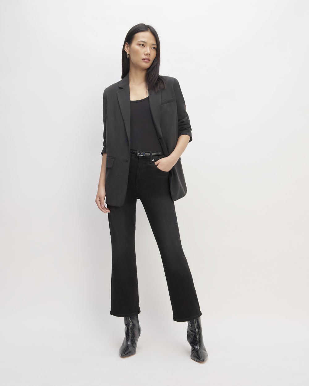 The Kick Bootcut Jean in Faded Black — front view