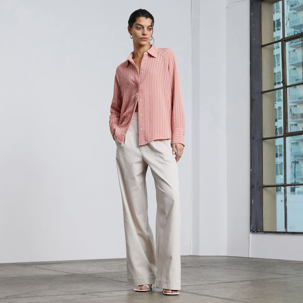The City Stripe Shirt in Light Rose — detail view