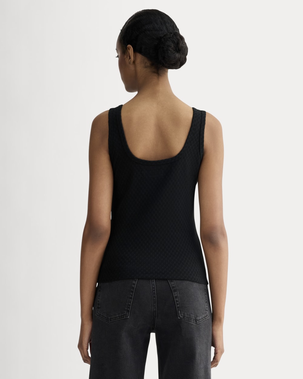 The Pointelle Cami in Black — detail view