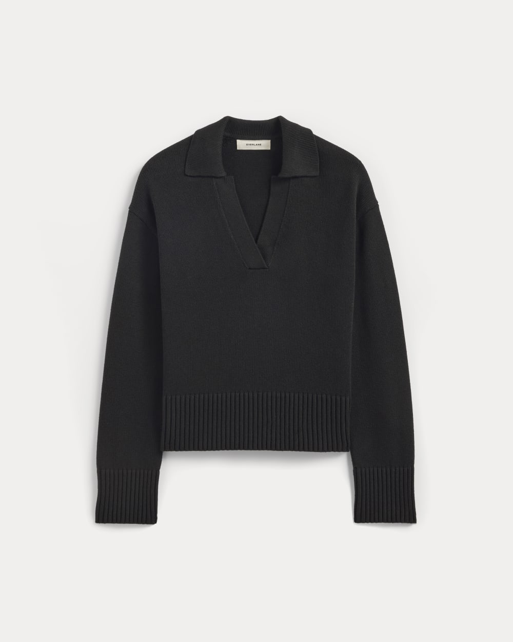 The Boxy Polo in Everyday Cotton in Black — alternate view