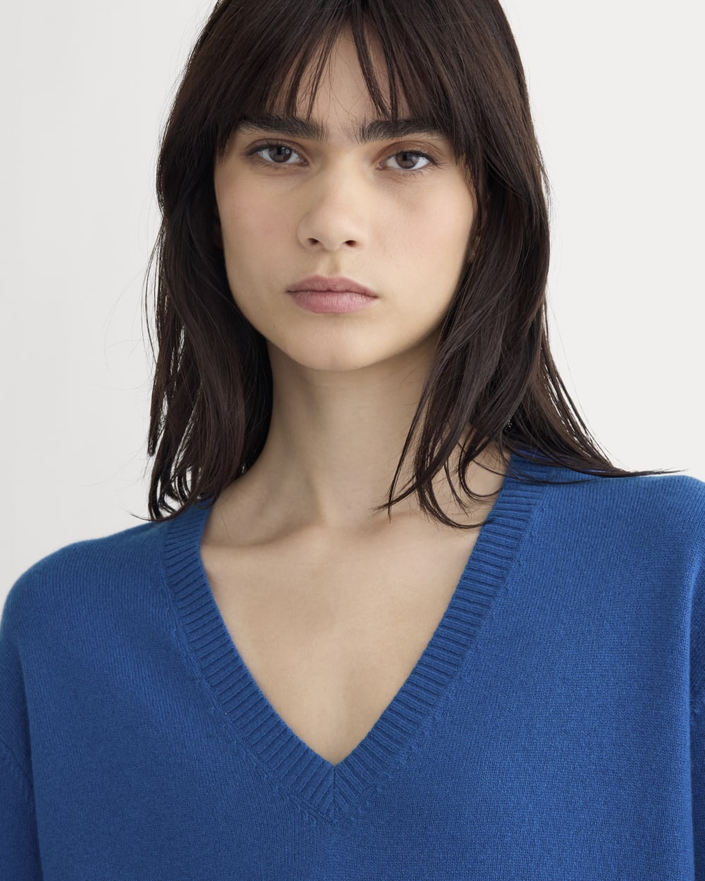 The Classic V in Cashmere in Classic Blue — detail view