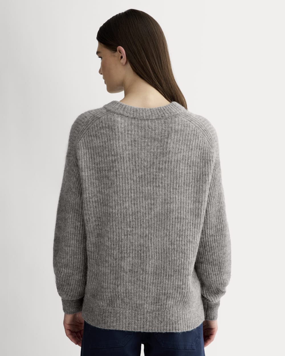 The Cocoon Crew in Alpaca in Heather Stone Grey — detail view