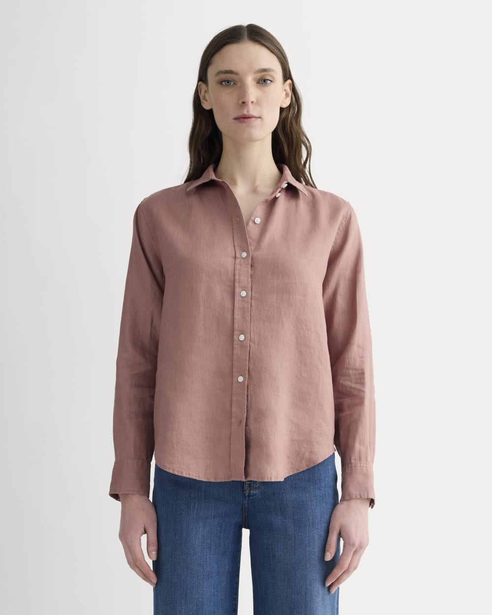 The Must-Have Shirt in Linen in Rose Dusk — front view