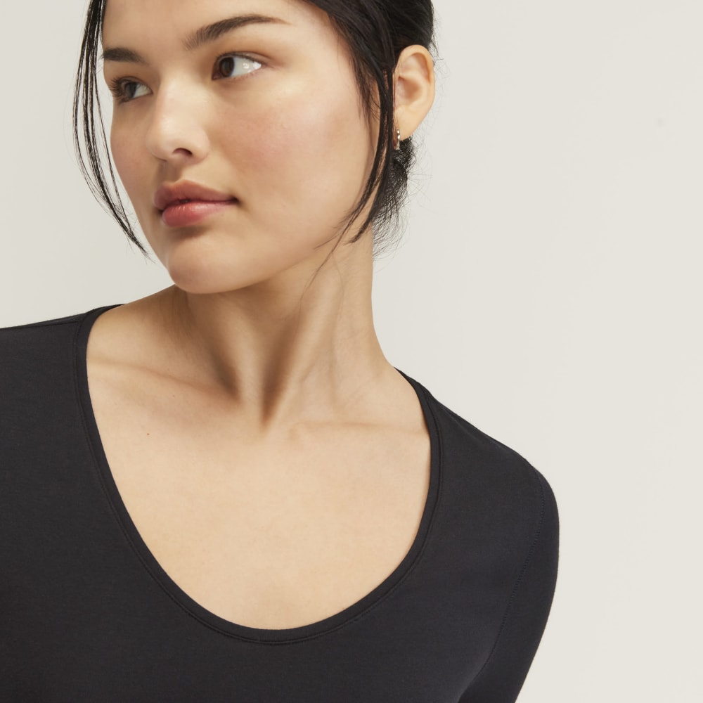 The Supima® Form Ballet Neck Tee in Black — detail view
