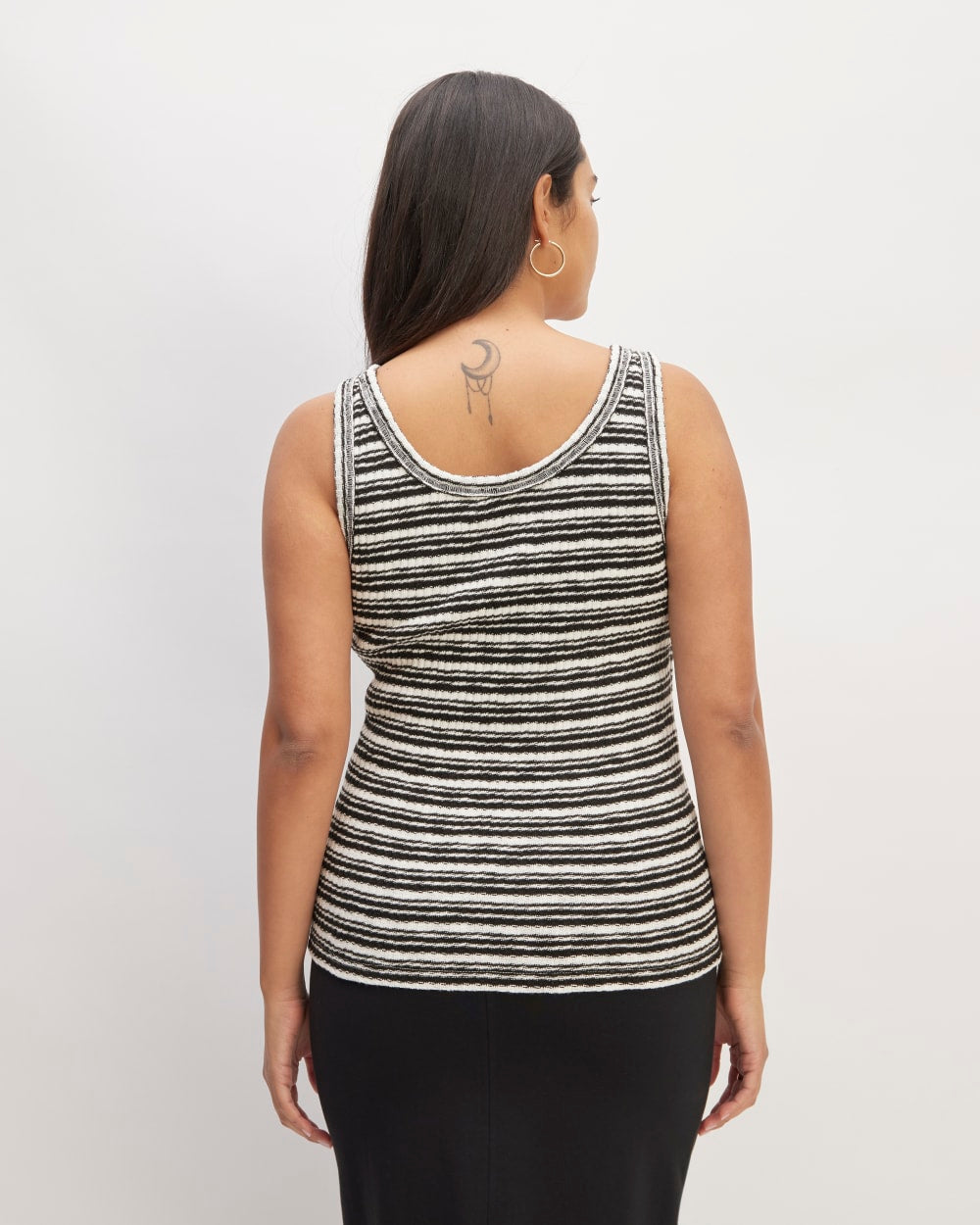 The Cozy Rib Tank in Bone / Black — detail view