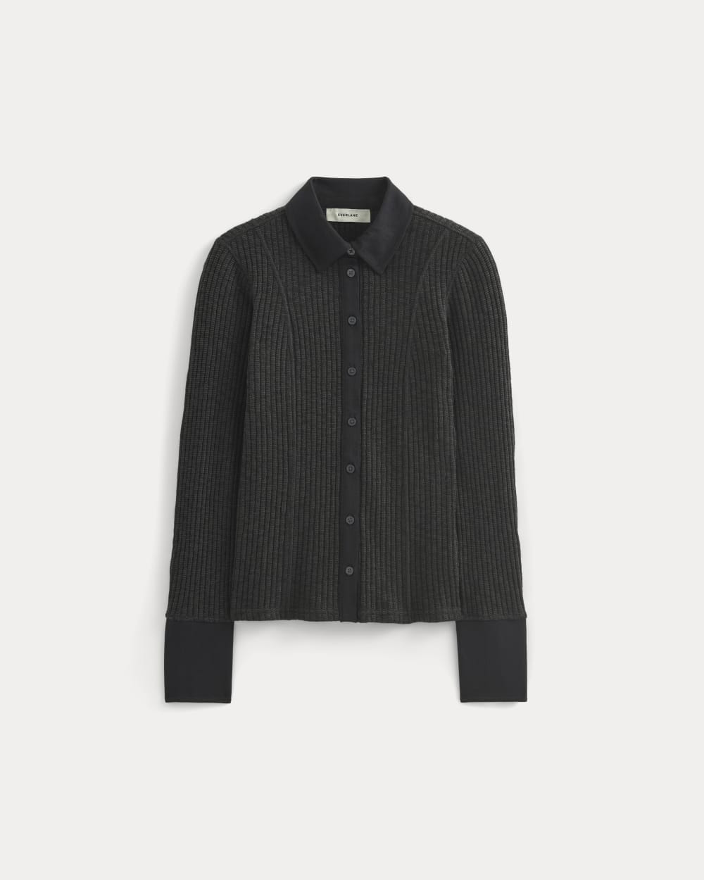Cozy Rib Button-Up in Black — alternate view