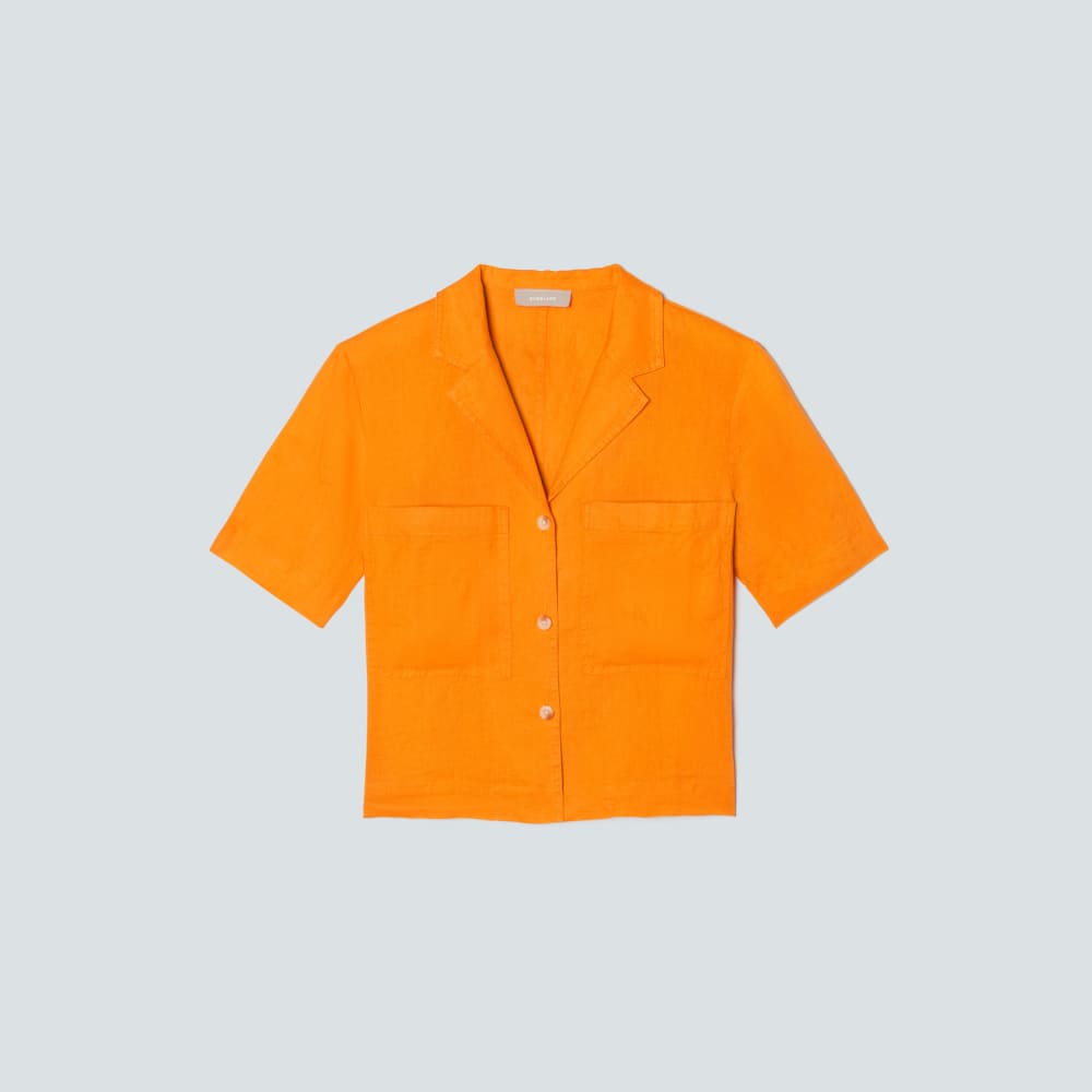 The Linen Workwear Shirt in Turmeric — front view