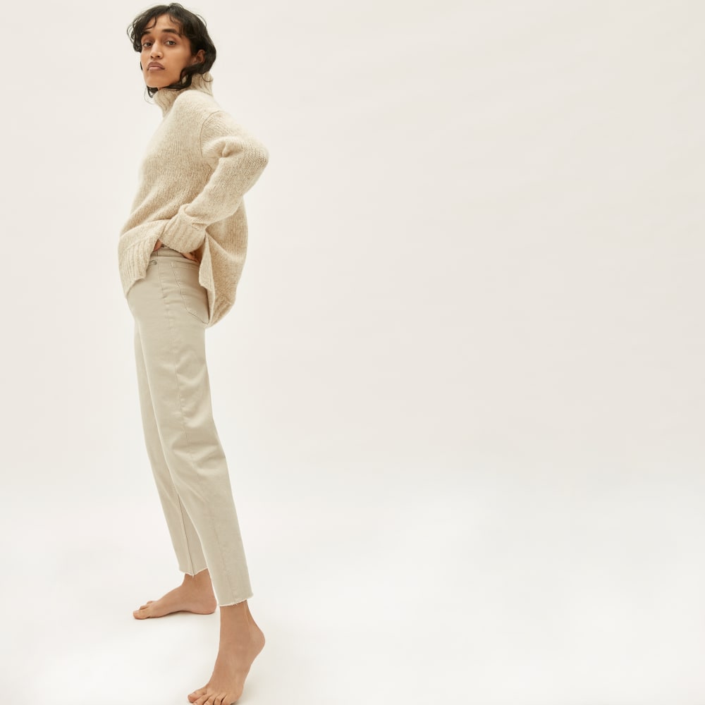 The Cloud Turtleneck in Heathered Ivory — detail view