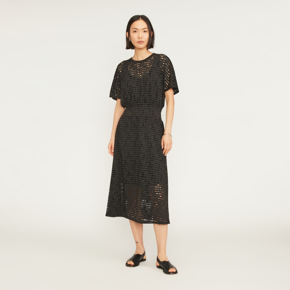 The Eyelet Waisted Dress in Black — front view