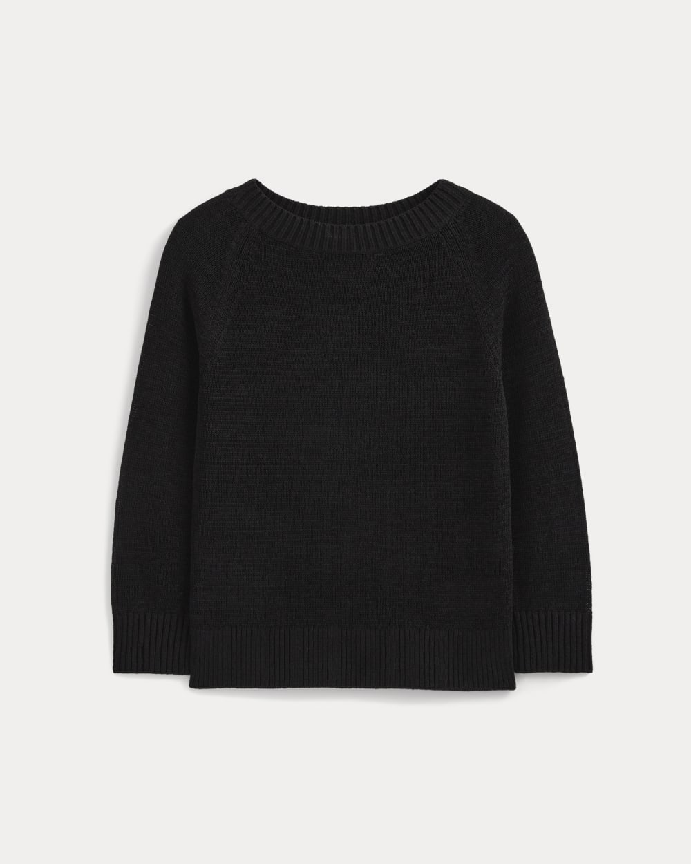 Wide-Neck Crew Sweater in Tape Yarn in Black — alternate view