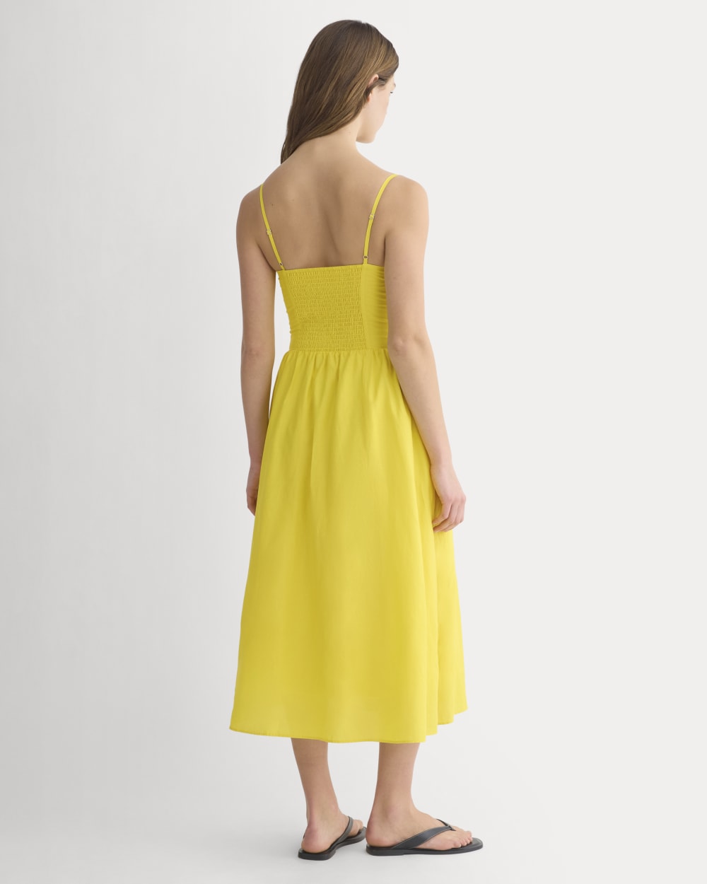 Midi Dress in Cotton Silk Voile in Passion Fruit — detail view