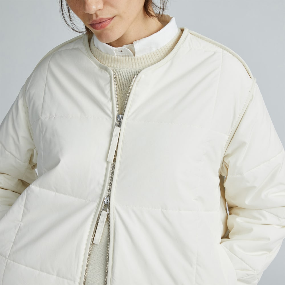 The Quilted Cotton Liner in Bone — detail view