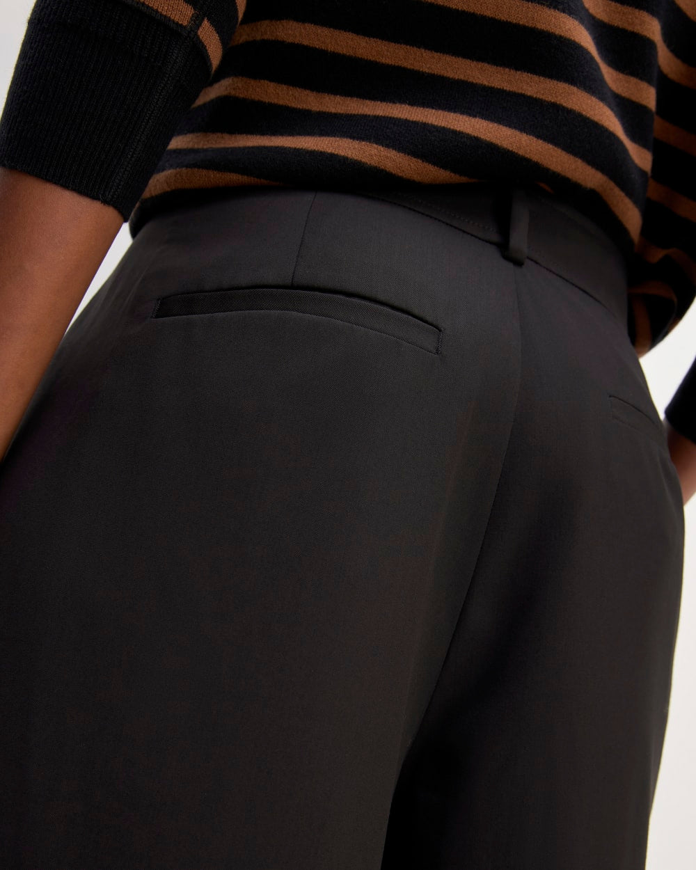The Italian Wool Way-High® Drape Pant in Black — detail view