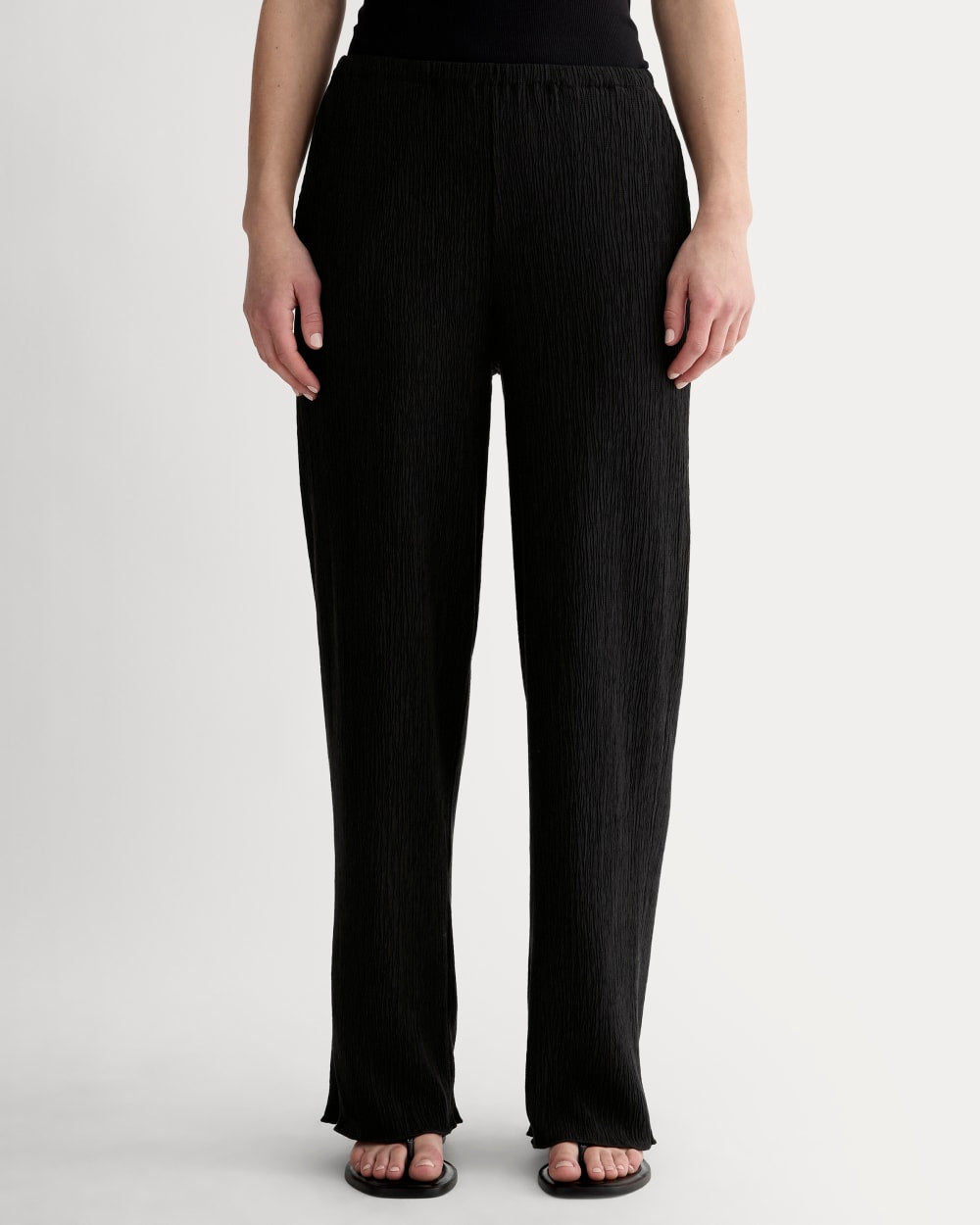 The Crinkle Pant in Black — detail view