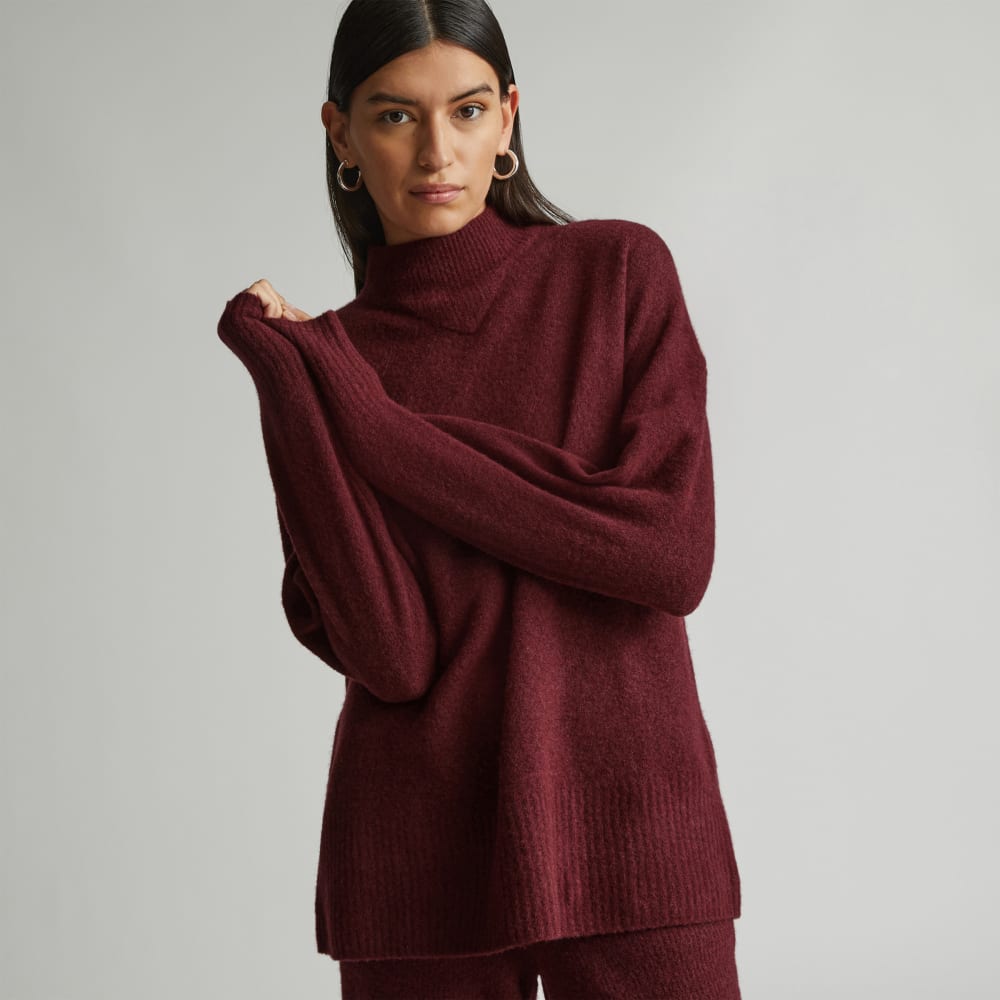 The Cozy-Stretch Pullover in Brandy — front view