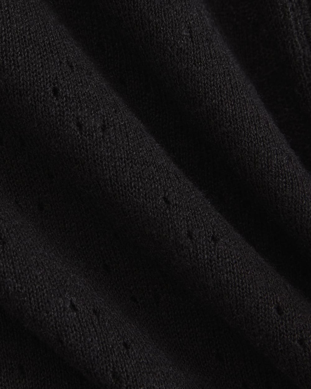 Lace Trim Cardigan in Fine Linen in Black — detail view