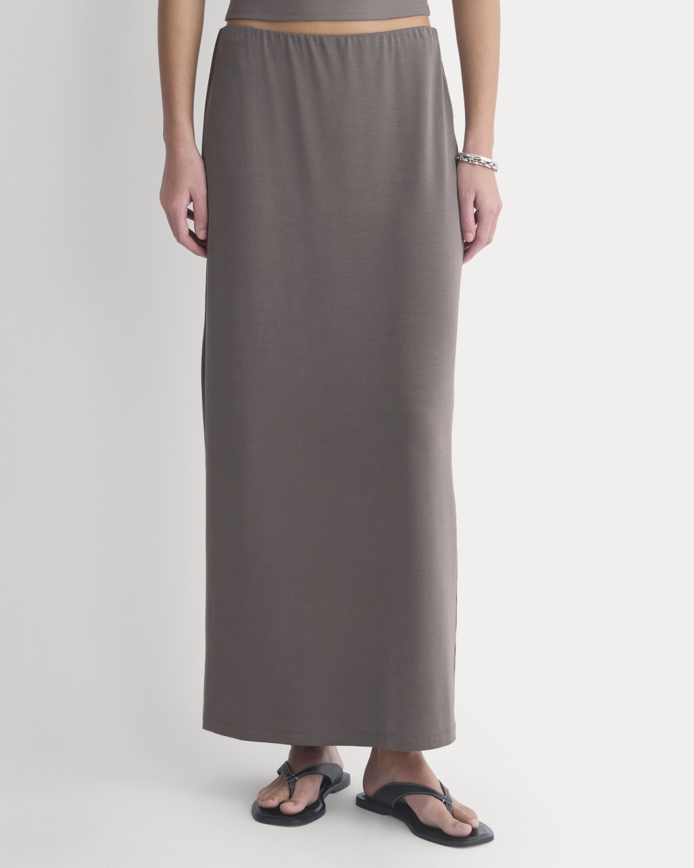 Maxi Skirt in Butterknit in Charcoal Grey — detail view