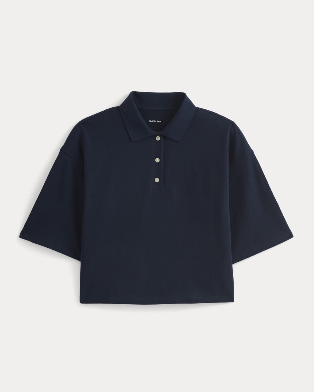 Pique Boxy Polo in Navy — alternate view
