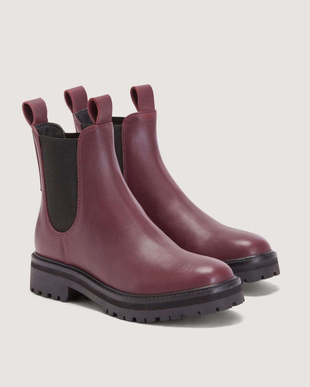 The Lug Chelsea Boot in Bordeaux — front view