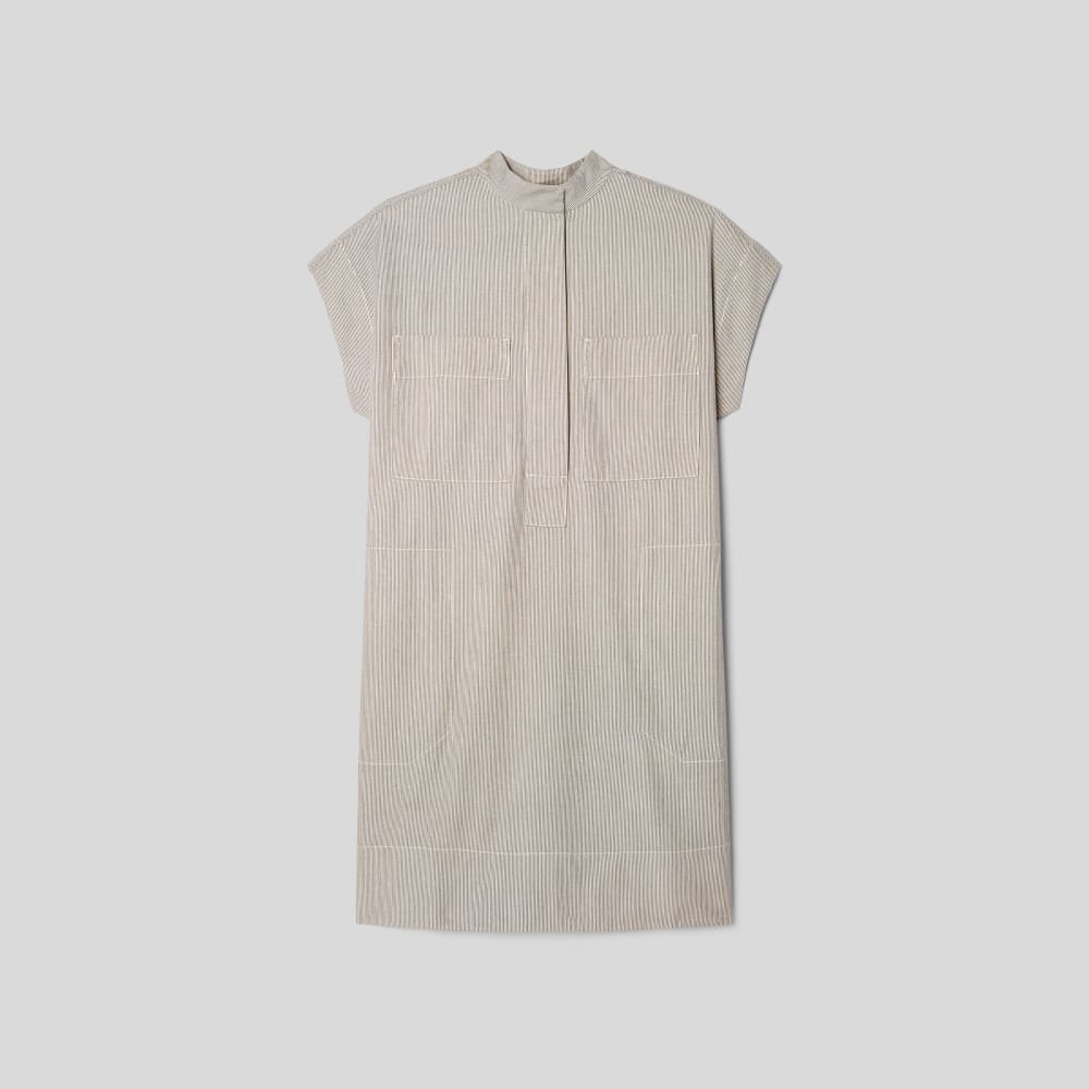 The Easy Workwear Dress in Canvas Tan / Navy — alternate view
