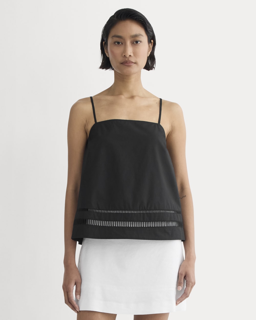 The Lace Trim Tank in Black — front view