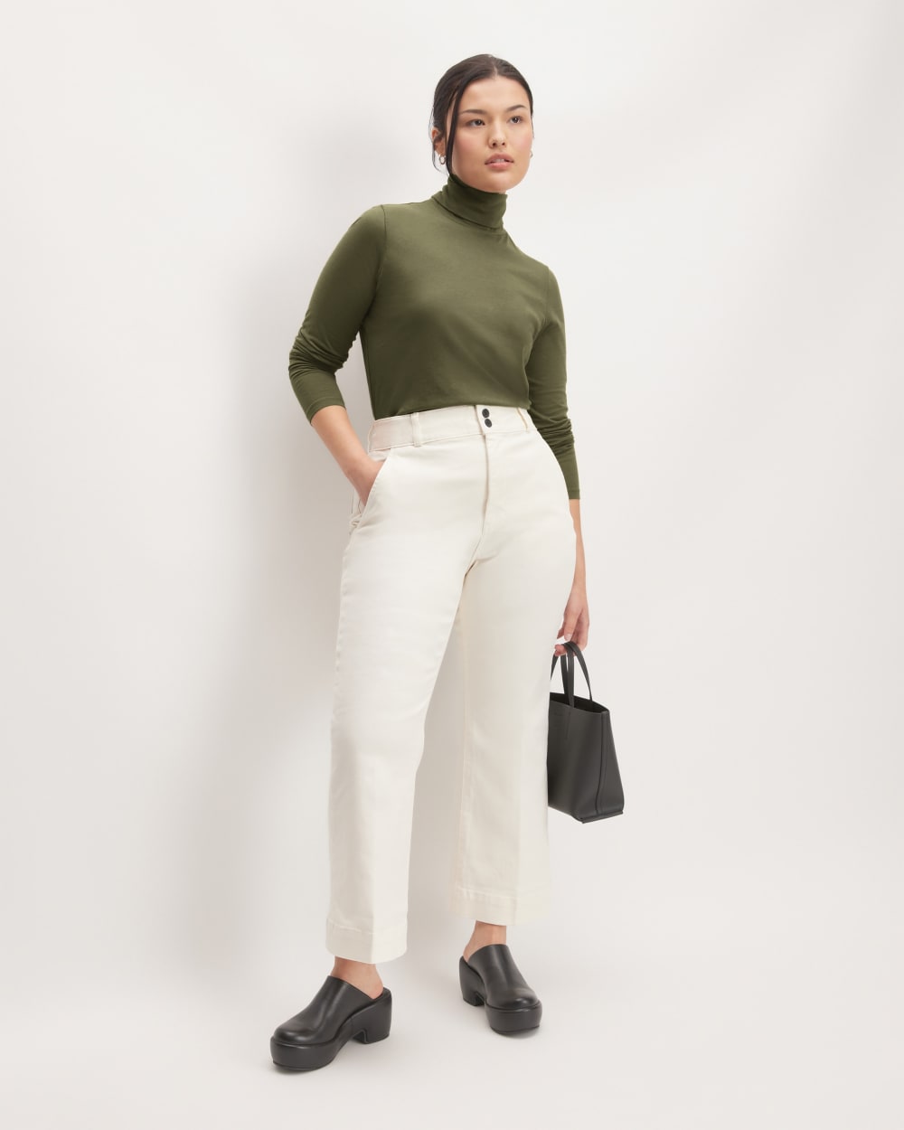 The Organic Cotton Turtleneck in Kalamata — detail view