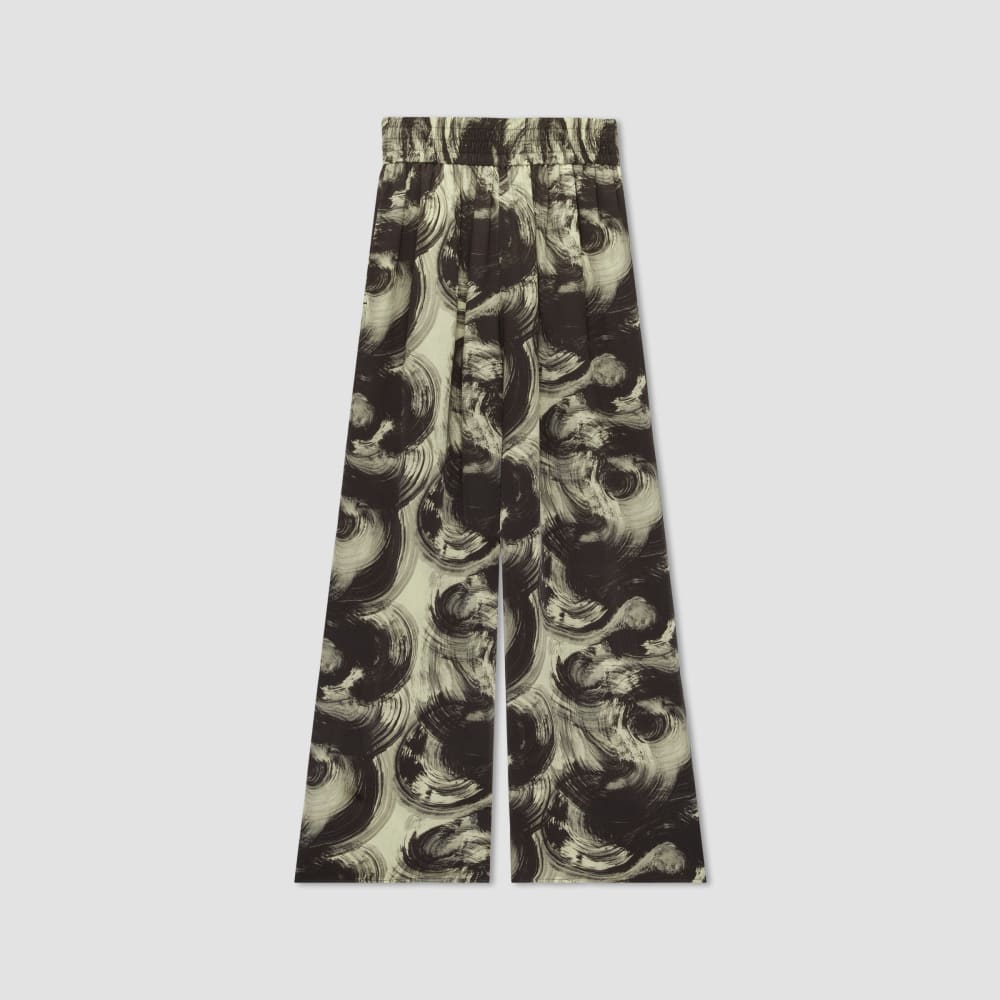 The Satin Pull-On Pant in Pale Yellow / Black — alternate view