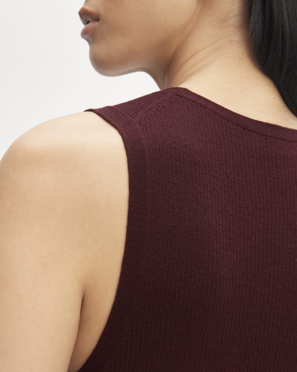 The Tank in Ultrasoft Merino in Burgundy — detail view