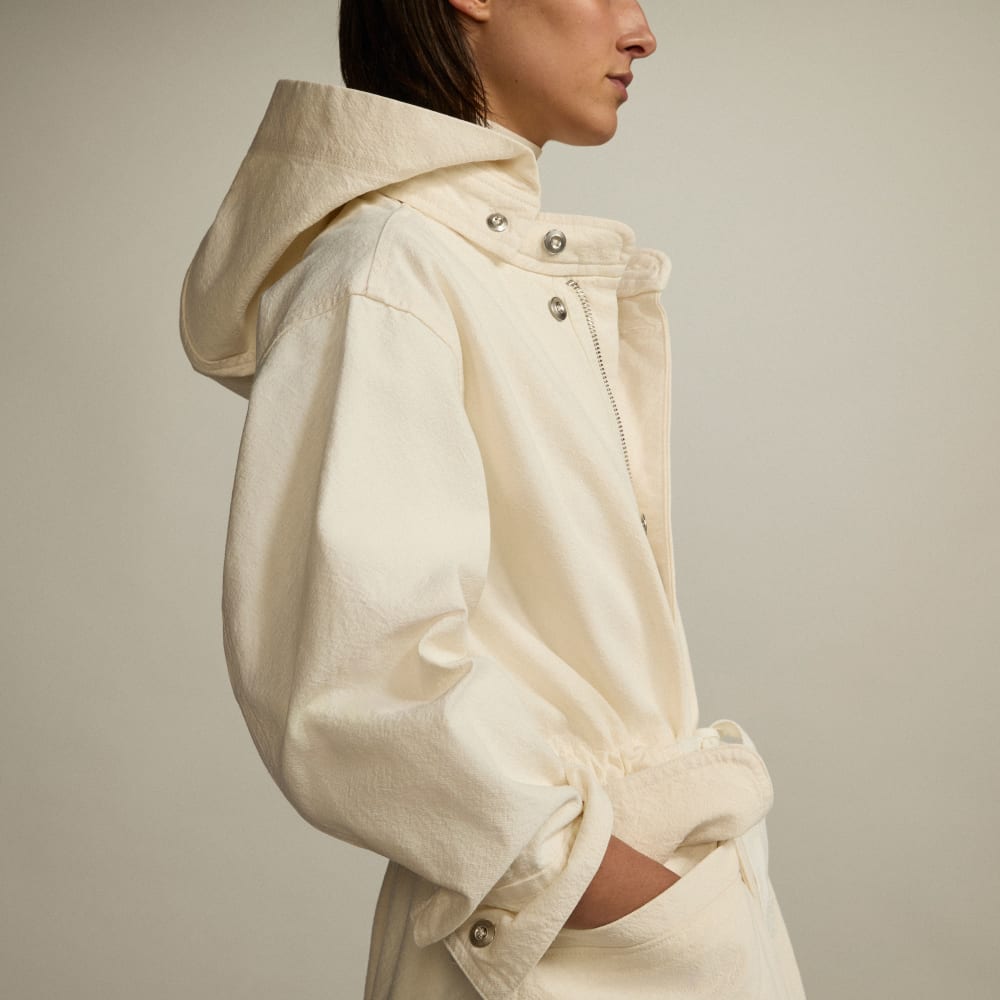 The Canvas Organic Cotton Parka in Bone — detail view