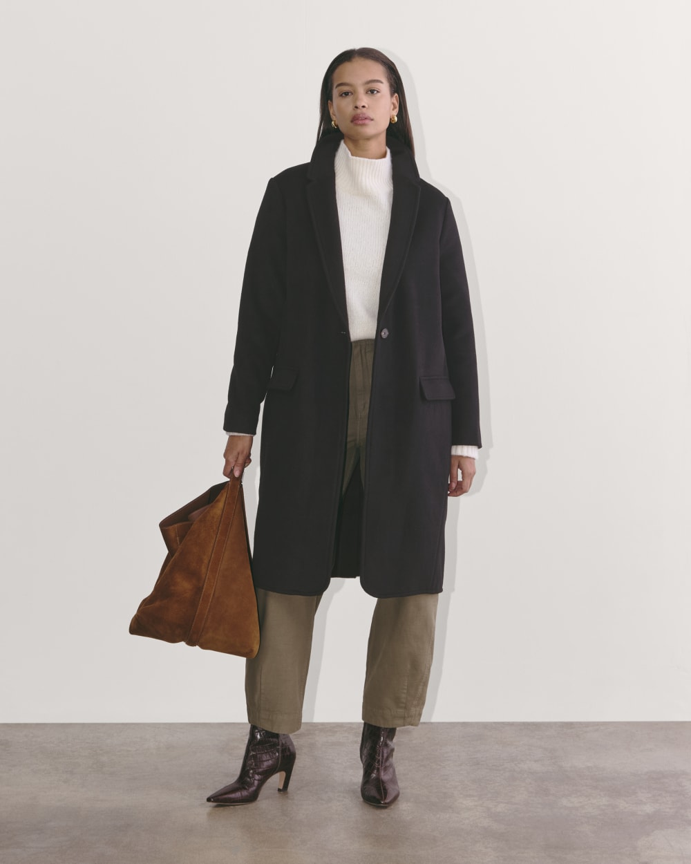 The Topcoat in Wool in Black — detail view