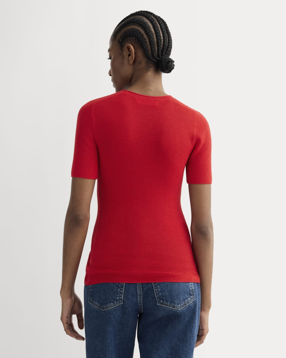 The Sweater Tee in Ultrasoft Merino in Classic Red — detail view