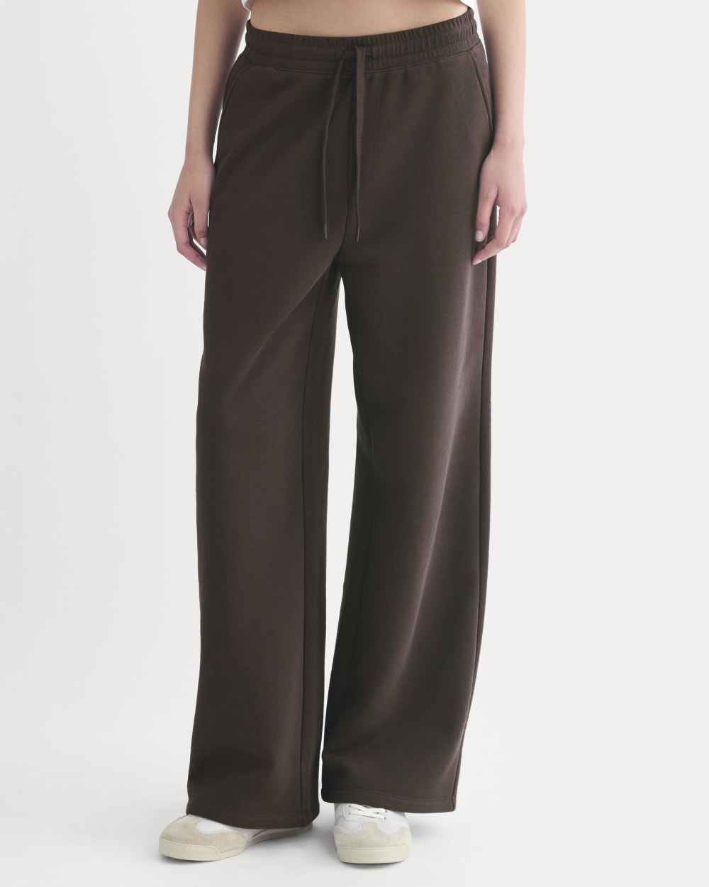 Luxe Fleece Wide-Leg Sweatpant in Dark Chocolate — detail view