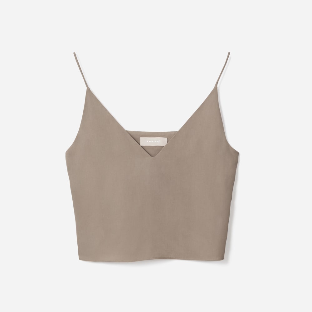 The Washable Silk Cropped Cami in Burnt Sugar — front view