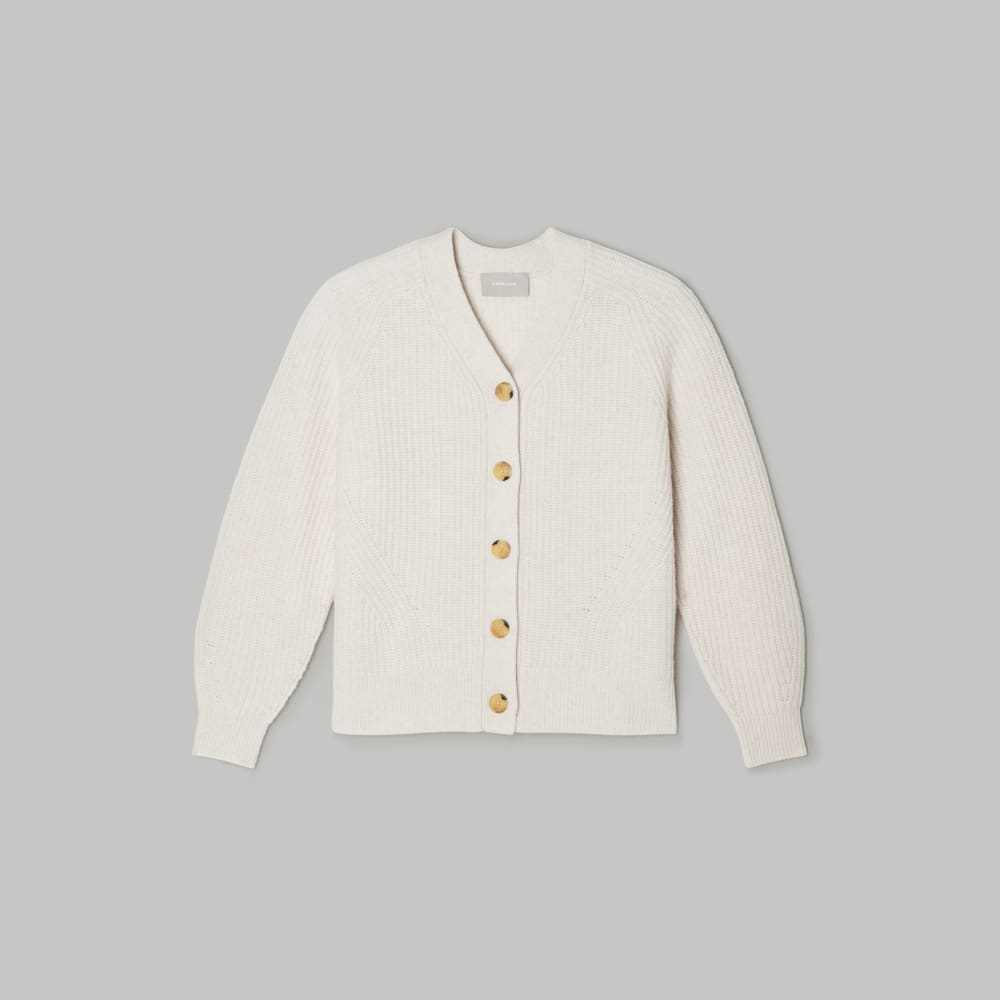 The Felted Merino Cardigan in Heathered Oat — alternate view