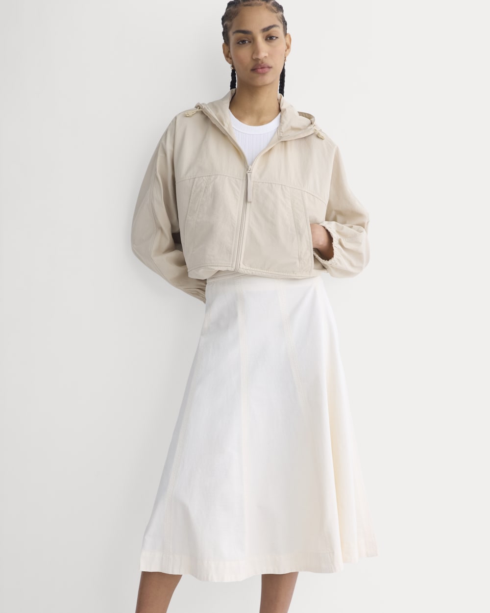 Seamed Midi Skirt in Bone — detail view