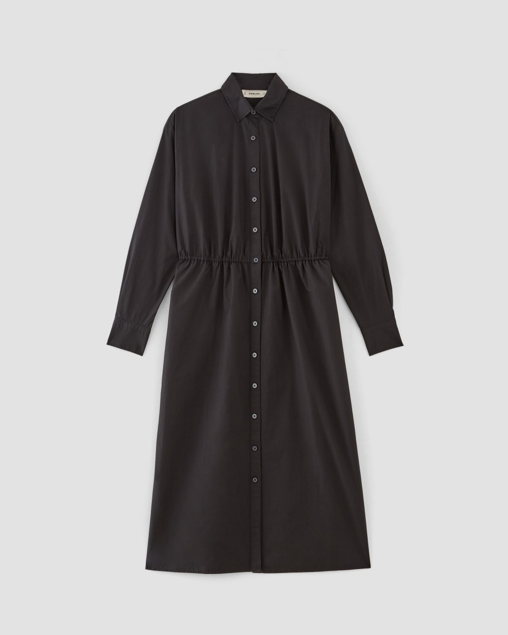 The Supima® Cotton Midi Shirt Dress in Black — alternate view