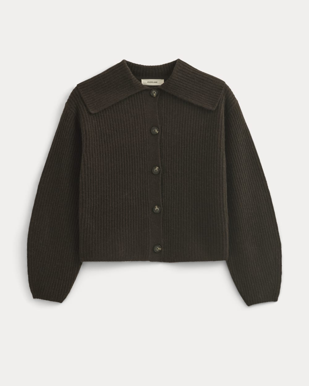 Fisherman Cardigan in Wool Cashmere in Americano Brown — alternate view