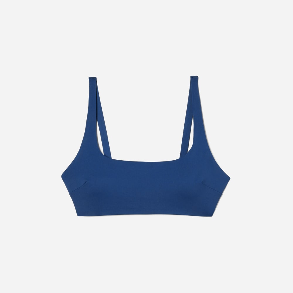The Square-Neck Bikini Top in Blue Dusk — front view