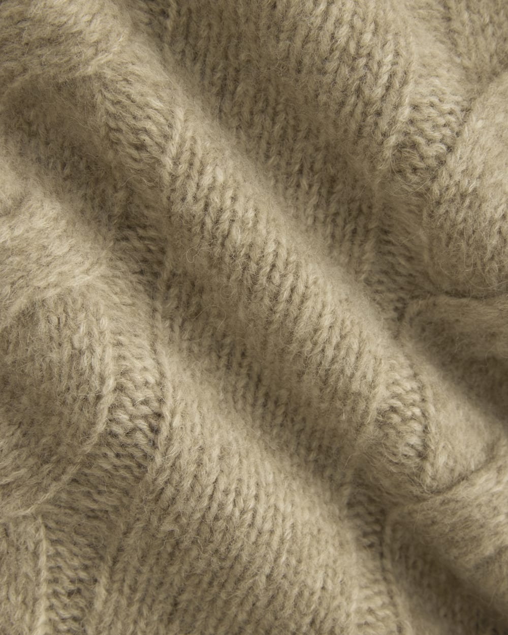 Cloud Cable V-Neck Sweater in Heathered Oatmeal — detail view