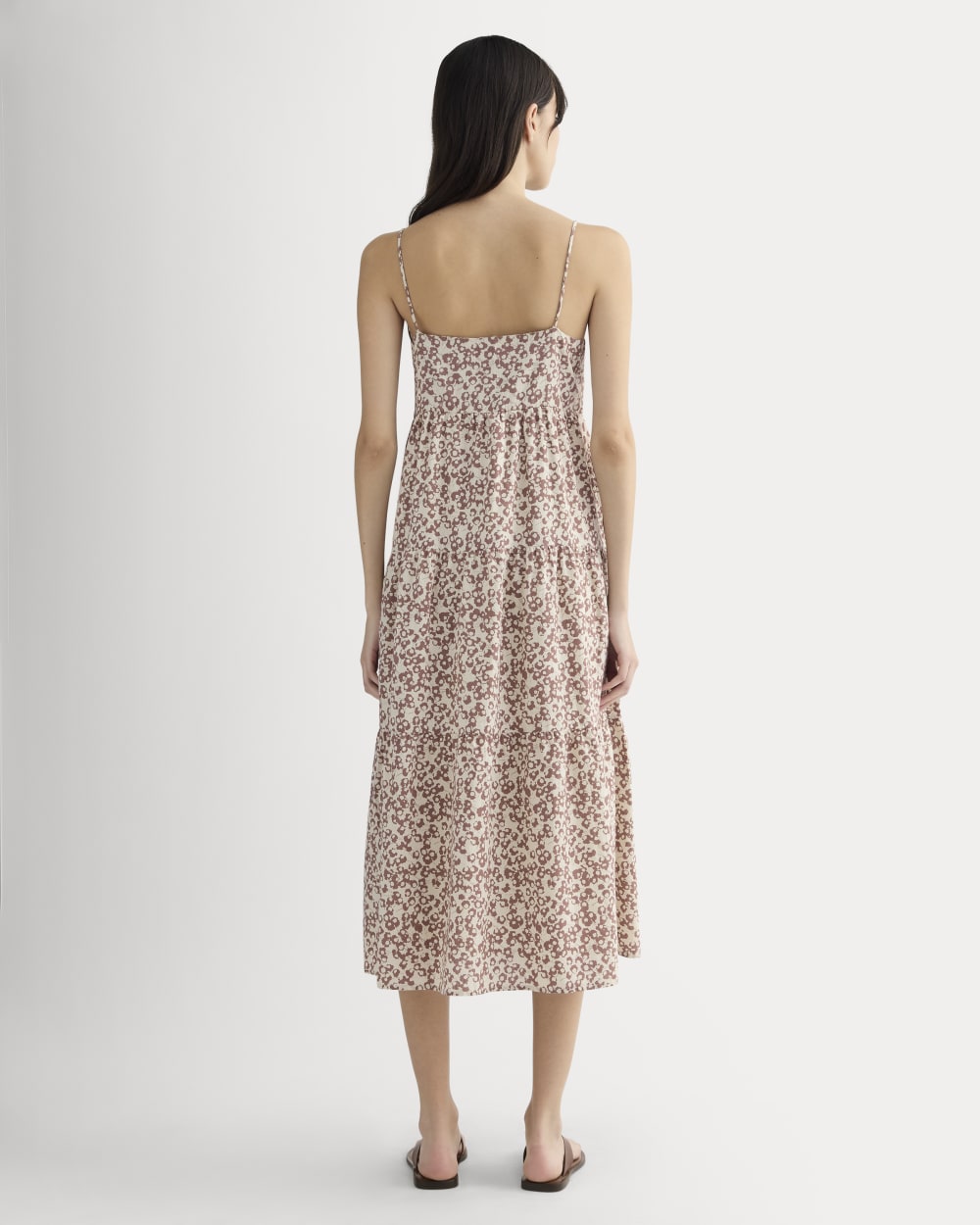 The Gauze Tiered Dress in Natural / Rose Dusk Floral — detail view