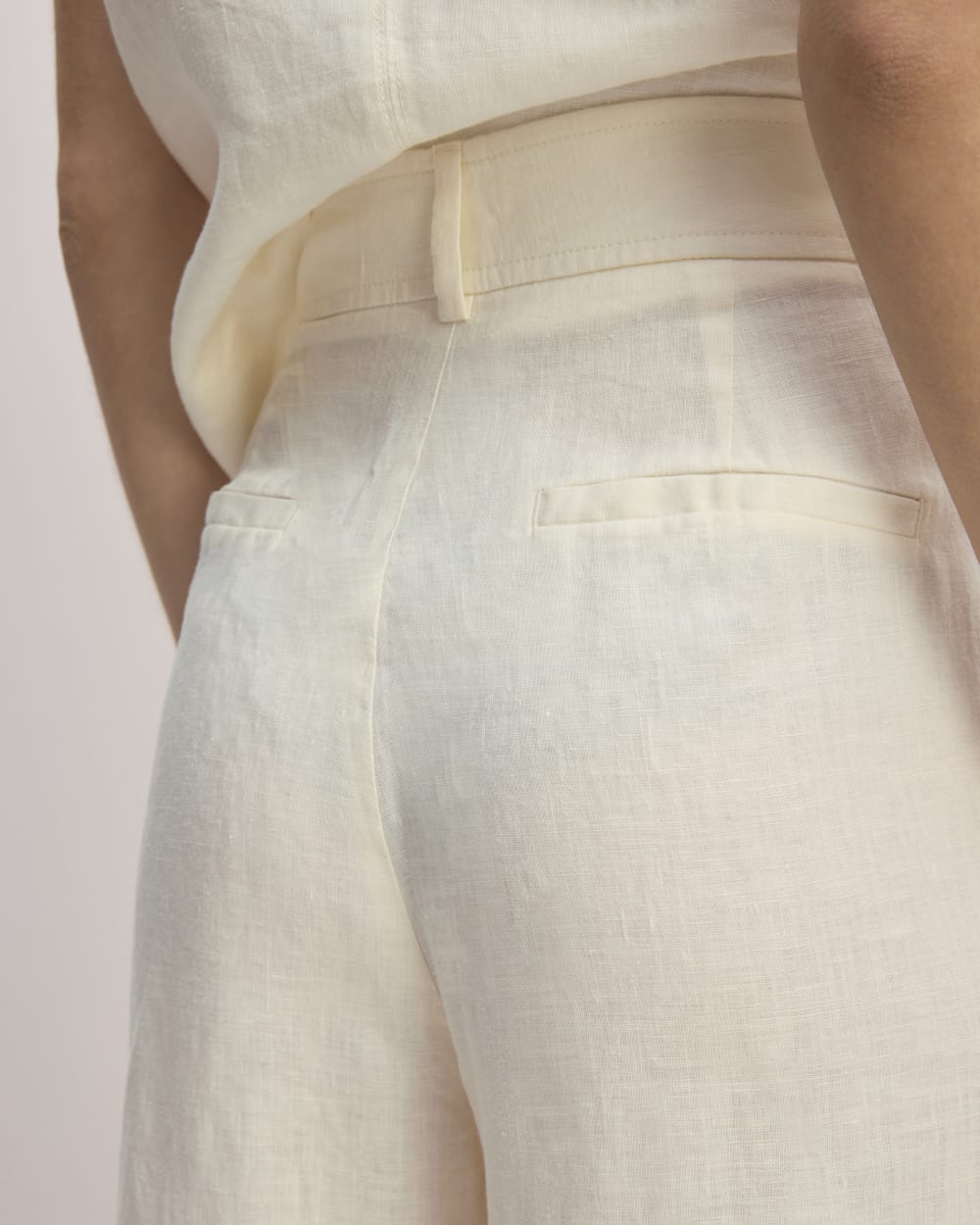 The Linen Way-High® Drape Pant in Bone — detail view
