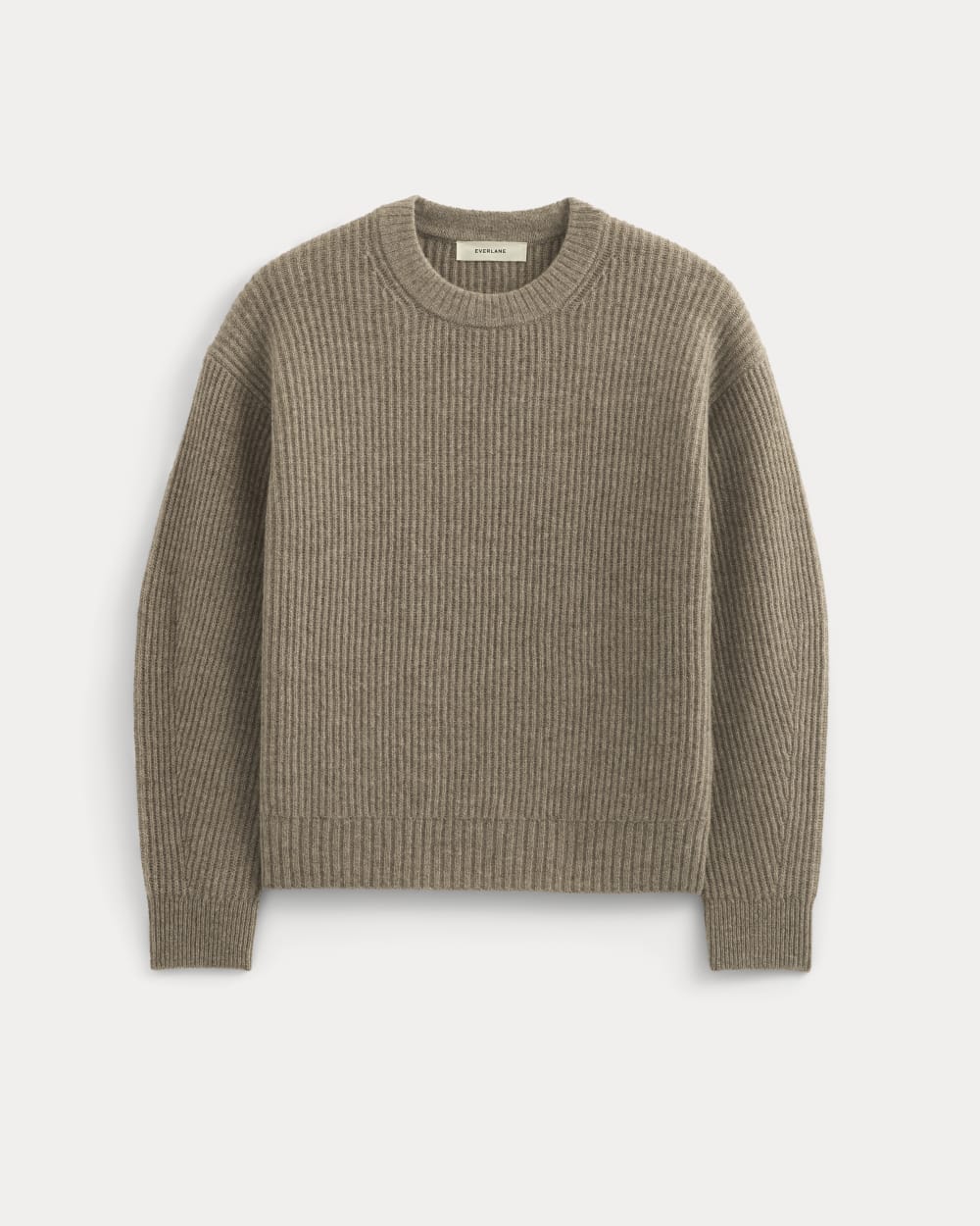 The Cocoon Crew in Wool Cashmere in Light Heathered Taupe — alternate view